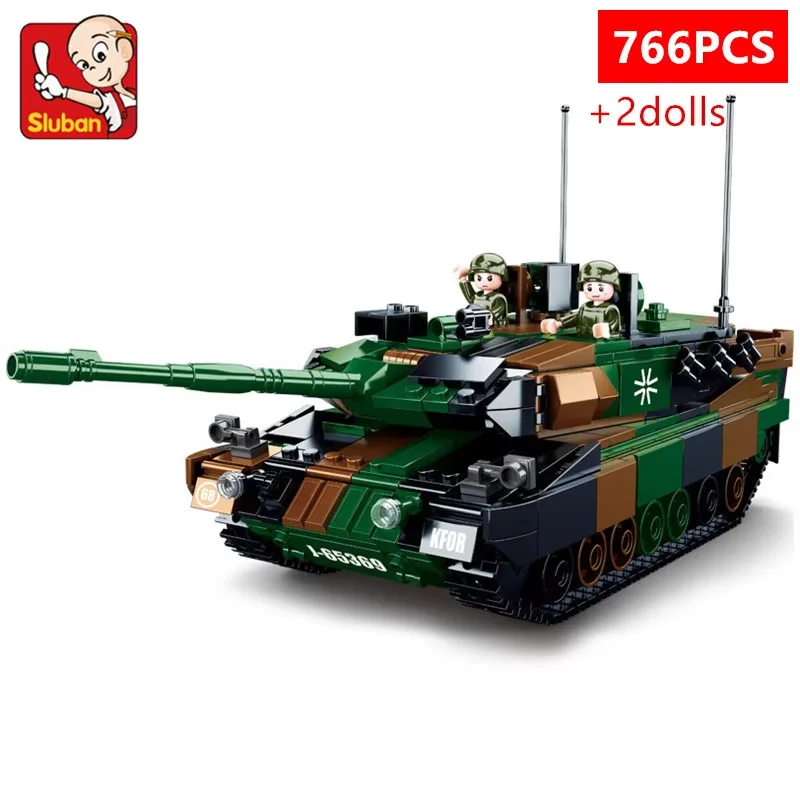 766PCS Military Leopard 2A5 Main Battle Tank Building Blocks Set Army Soldiers Educational Assembly Kit MBT Toy for Boys