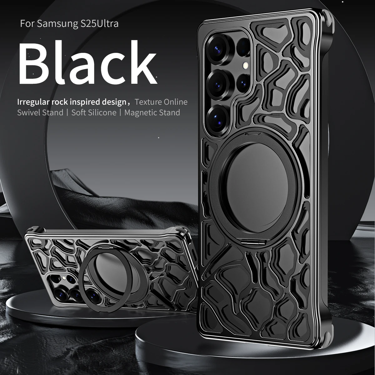 

Metal case For Samsung s23 ultra s24 ultra s25 ultra Aluminum Alloy Frameless for MagSafe Magnetic Stand Frame Shockproof Cover