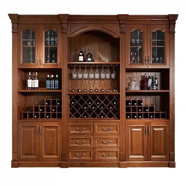 Solid wood American classic style custom modular wine cabinet