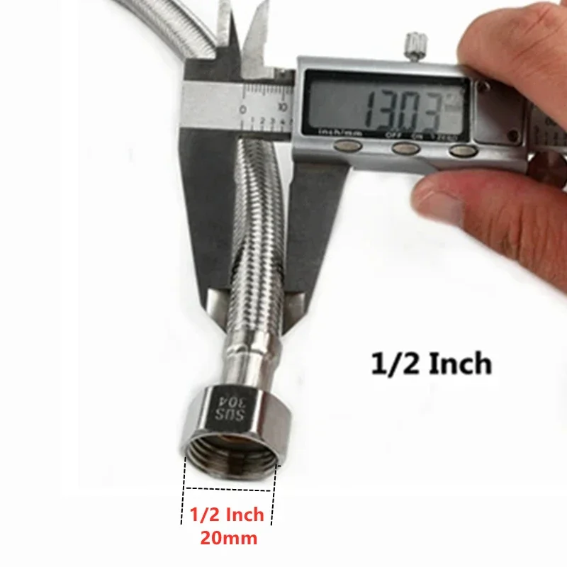 304 Stainless Steel Flexible Plumbing Hose for Hot Cold Water Supply with 1/2 Inch Threaded Fitting Copper Reinforced Core CE Ce