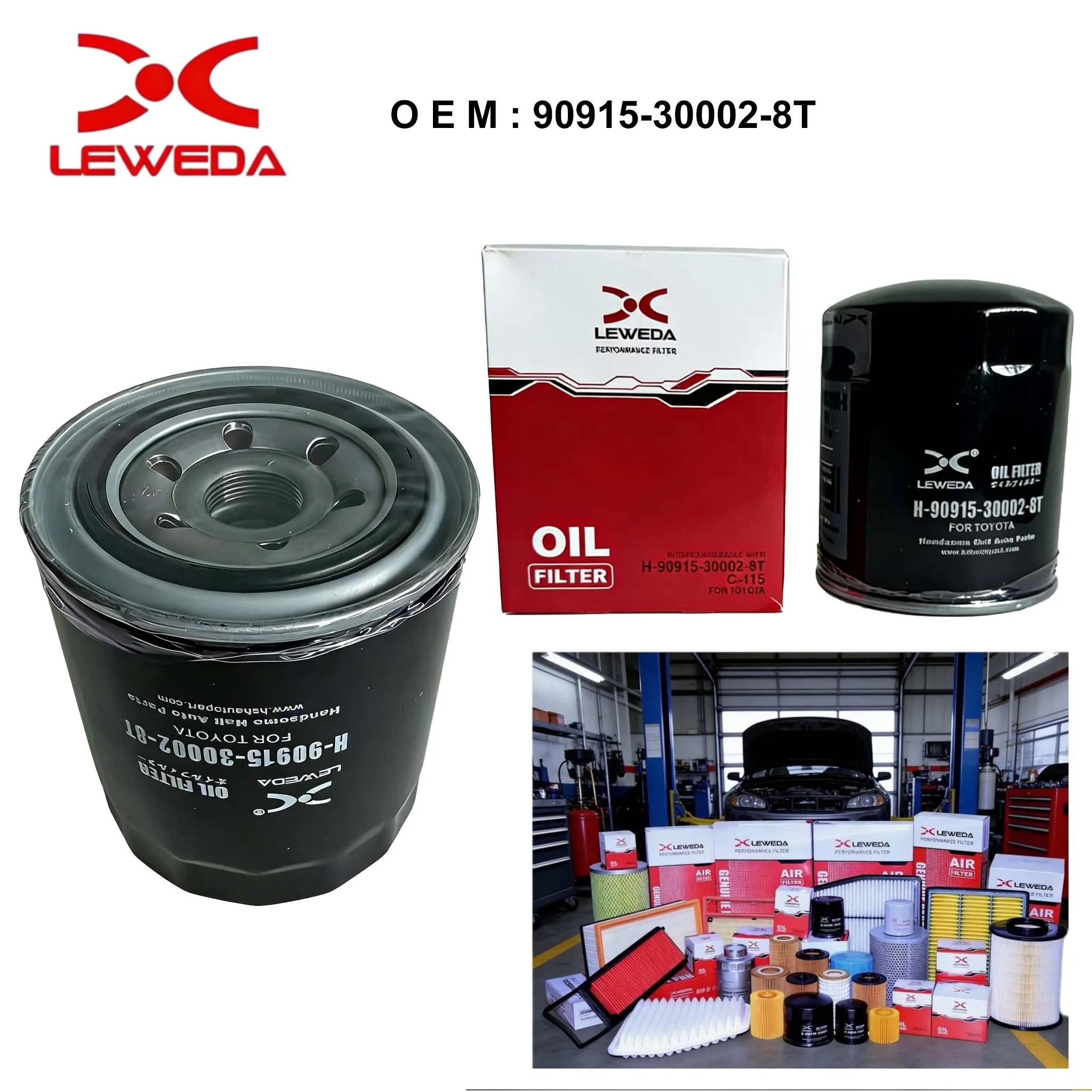 LEWEDA 고품질 엔진 보호 90915-30002-8T 토요타 랜드크루저 100 렉서스 LX470용 오일 필터 90915-30002 대체용
