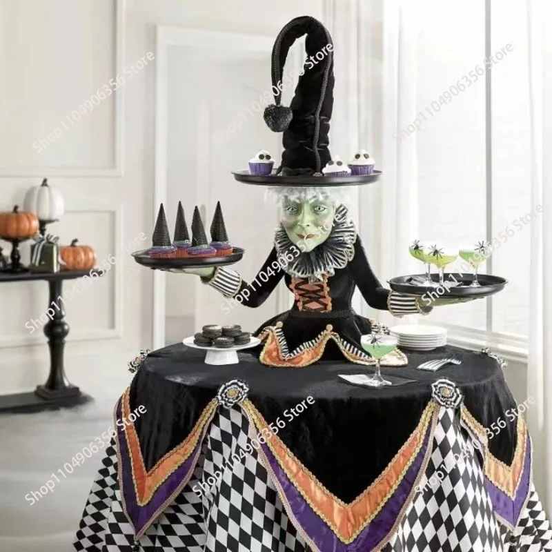 ハロウィーンの魔女をモチーフにした作業台のオーナメント。家庭や庭の装飾、デザイン、アート、屋外での使用に。