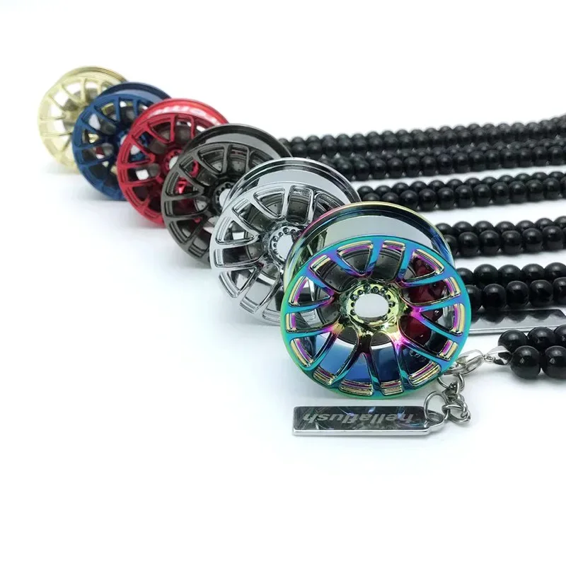 Car Wheel Hub Pendant Fashion Shock Absorber Chain Pendant Hip-hop Auto Rearview Mirror Decoration for Car Hanging Accessories