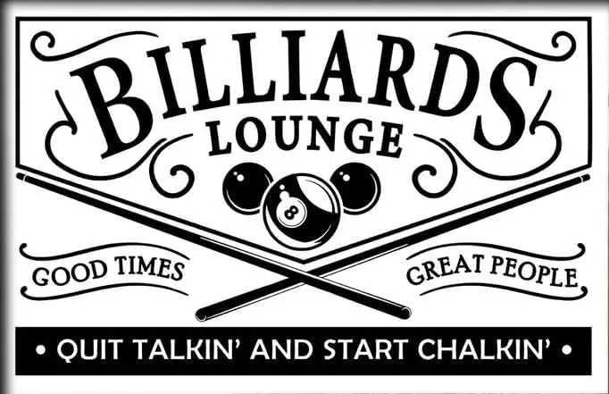 Letrero para salón de billar, Letrero para gamers, Letrero de billar, Letrero de metal con gráfico de billar y texto 'Good Time Great People' - Decoración para 'Man Cave'