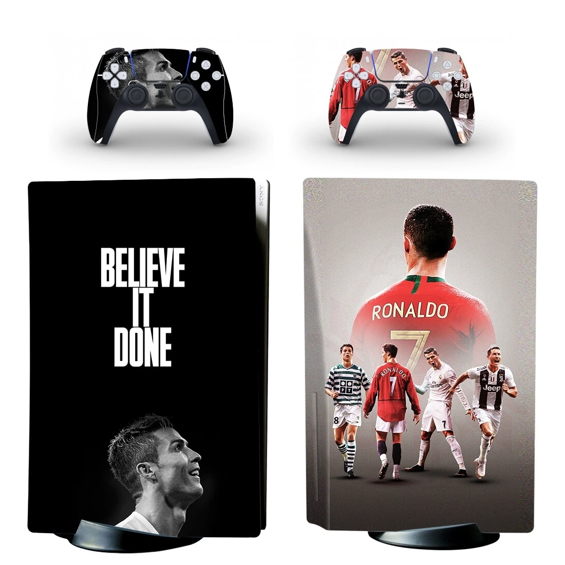 Neuer Fußballstar PS5 Disc Digital Skin Aufkleber für Konsole und 2 Controller PS5 Skin Vinyl