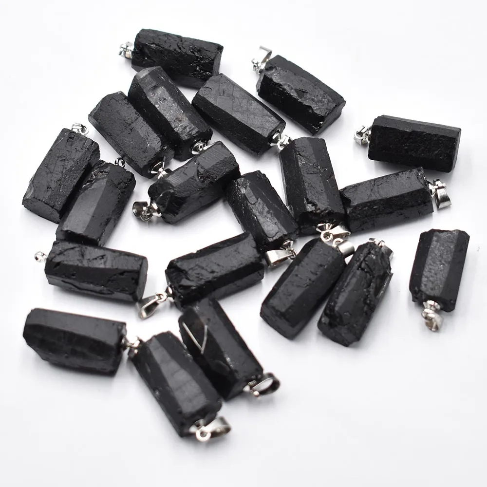 wholesale 20pcs/lot Fashion Natural black tourmaline stone Healing Reiki irregular Raw Energy Chakra pendants free shipping