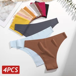 4PCS/Set Ice Silk Seamless Panties for Women Sexy Low Rise Brazilian Panties Female Ultra Thin Breathable Underwear Summer Cool