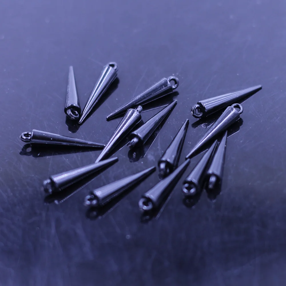 المعلقات السوداء مخروط الاكريليك سبايك المسيل للدموع برشام الشرير ترصيع للأقراط والمجوهرات Finding بها بنفسك العثور على السحر 23x4 مللي متر 50 قطعة/100 قطعة