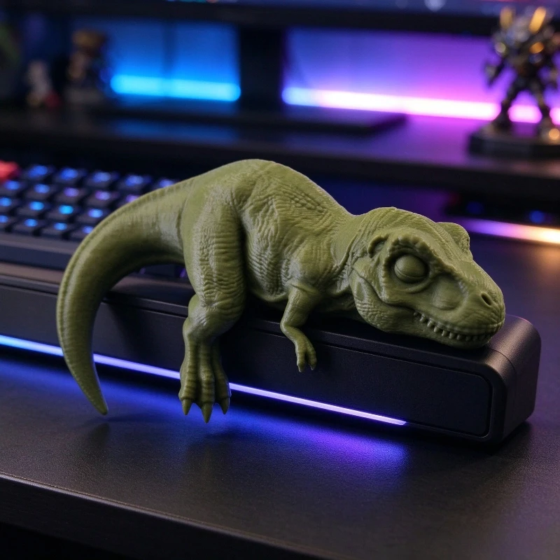 3D Printed Creative T-Rex Monitor Topper Mini Dinosaur Figurine Cute For Home Office Desktop Decoration Gift Animal Model