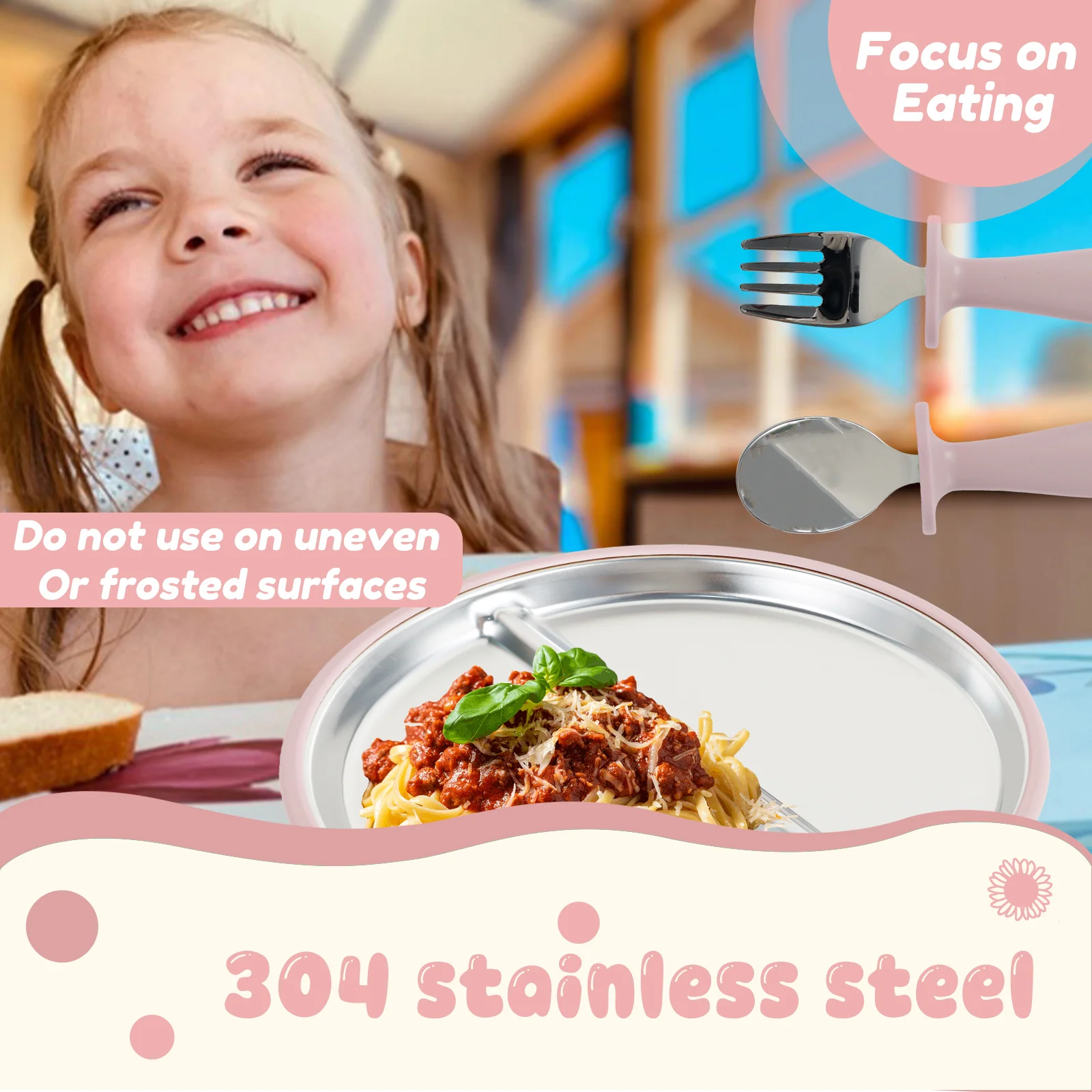 6 قطعة مجموعة أطباق الطفل سيليكون وعاء تغذية الطفل شفط لوحة كوب الفولاذ المقاوم للصدأ ملعقة شوكة للأطفال أدوات المائدة طفل أطباق #6