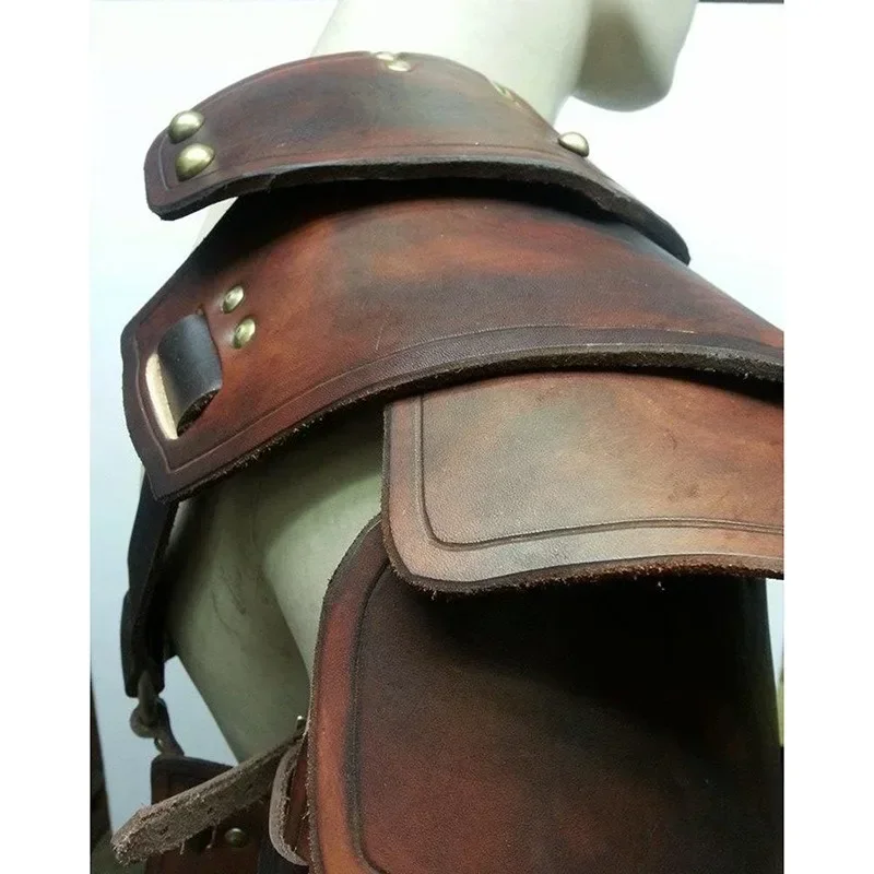 Leather Spaulder Medieval Shoulder Plate Armor Vikings Costume Knights Gladiator Soldier Cosplay Pauldrons Harness For Men Larp