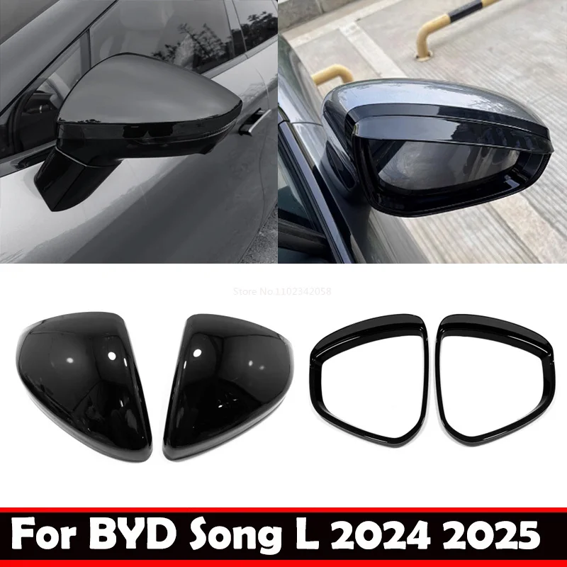 

For BYD Song L 2024-2025 Exterior Styling ABS Carbon Side Door Rear View Mirror cap Cover Sticker Protection Garnish Accessories