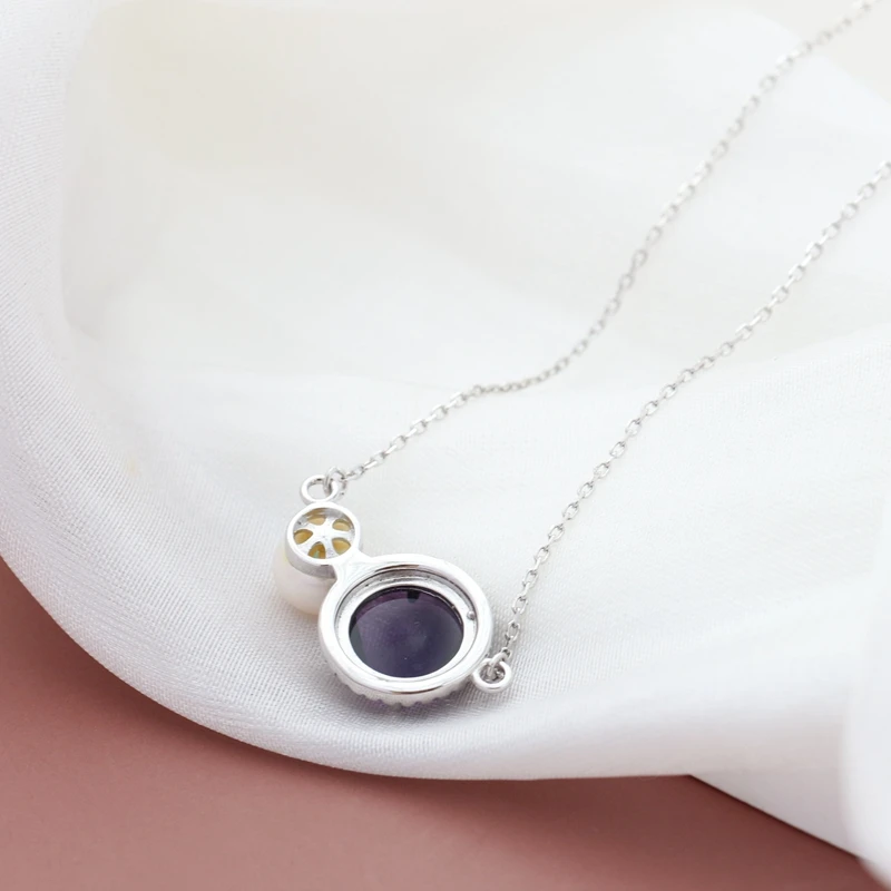 Authentic 925 Sterling Silver Pendant Inlaid Natural Freshwater Pearl Fashion Creative Women Tide Flow Necklace Jewelry Gift