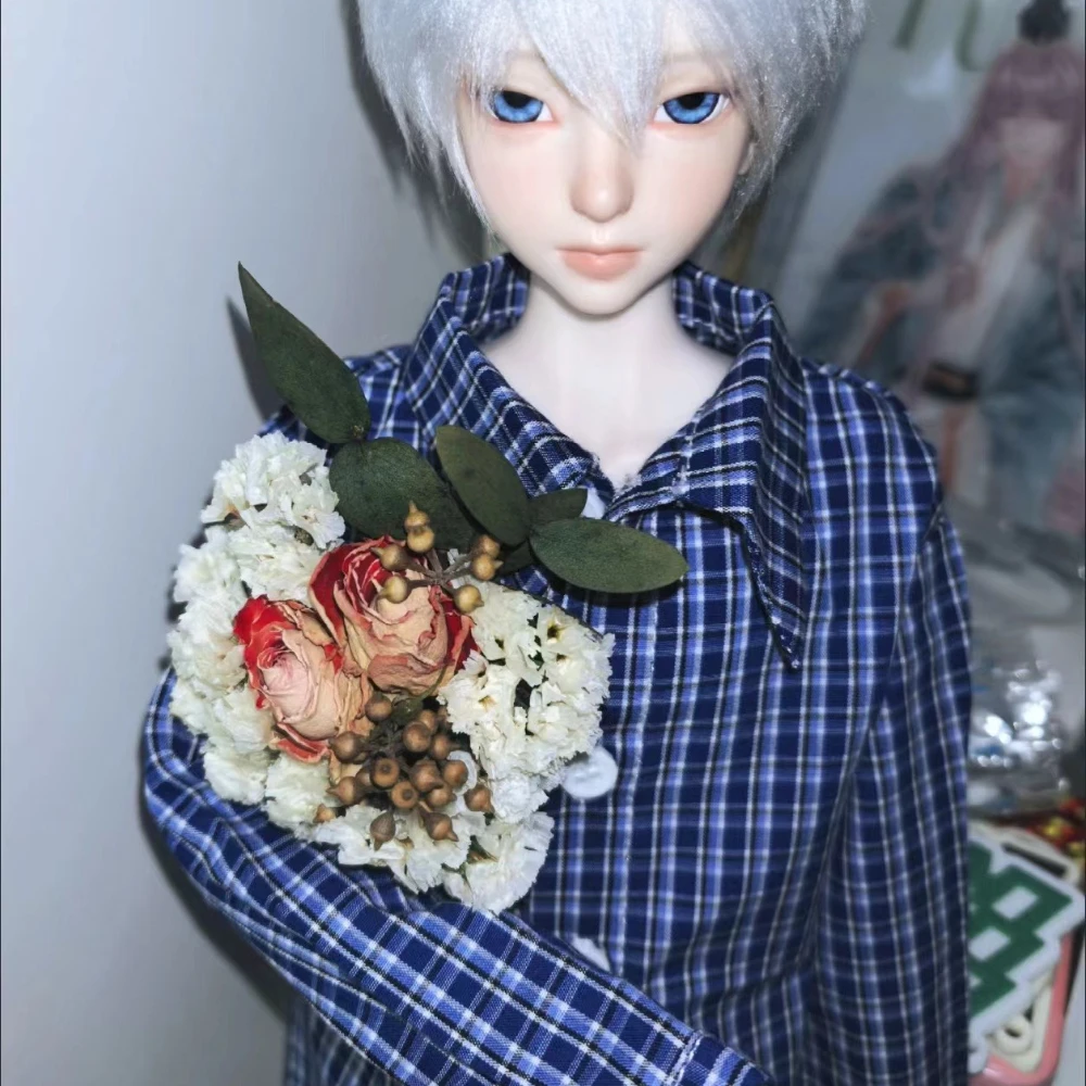 Ubranka dla lalek 1/4 dla lalek BJD 45 cm, koszula w kratę, uniwersalne luźne ubrania, zabawa w przebieranki, zabawki dla dziewczynek, akcesoria dla lalek, bez lalki