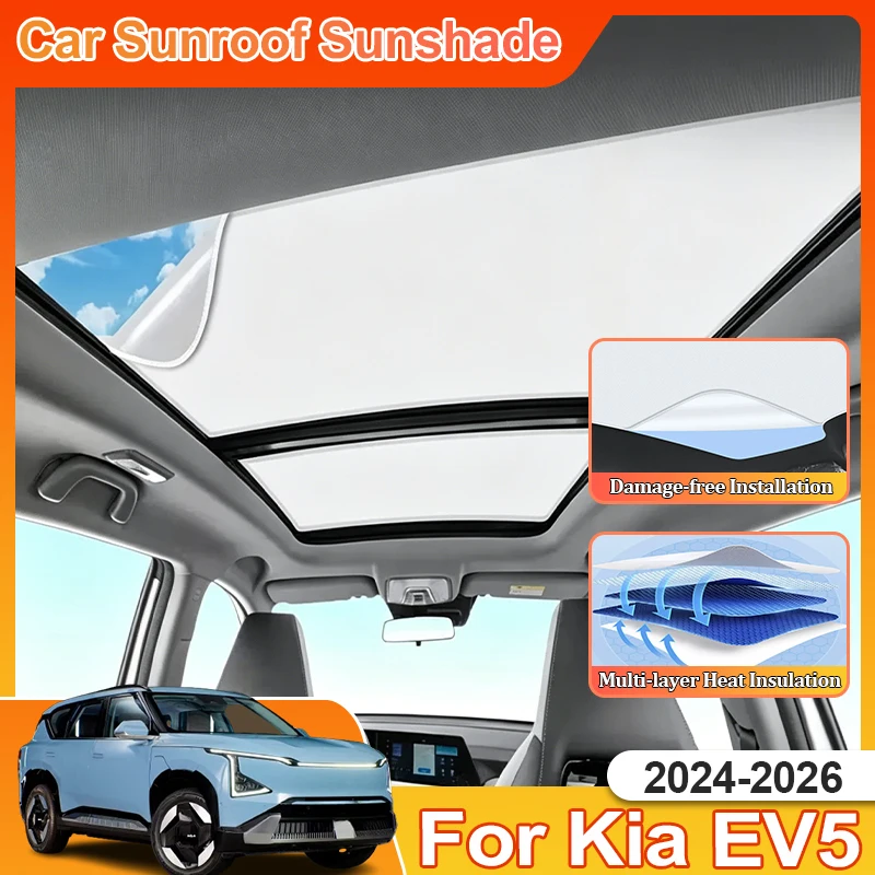 

Car Window Sun Shade For Kia EV5 2025 Accessories OV 2024 2026 Sunshade Sunscreen Electrostatic Adsorption Heat Insulation Roof