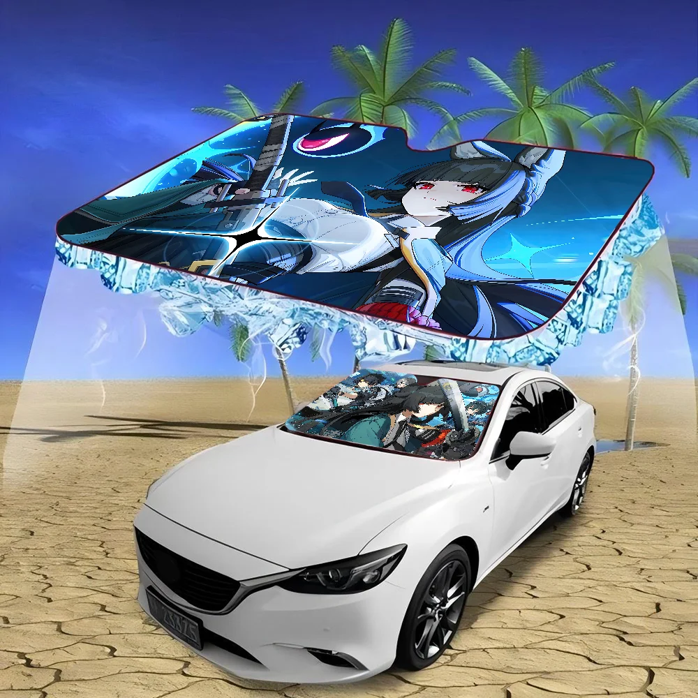 Zenless Zone Zero การ์ตูนกระจกรถบังแดดสัตว์ตลกกระจกบังแดดหน้าต่างรถยนต์พับรังสี Sun Visor Protector