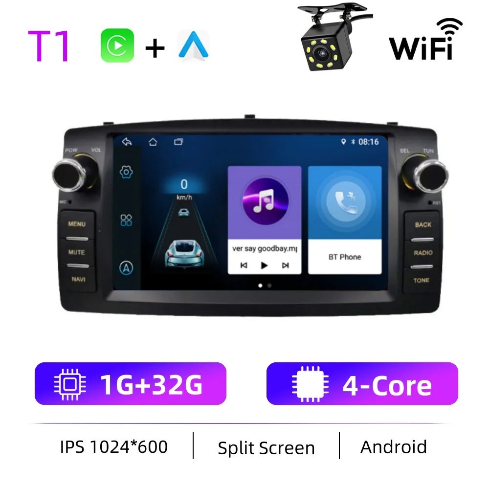 Autoradio Android Voor Toyota Corolla E120 2003-2006 BYD F3 Carplay Multimedia 7 ''Player 2Din Autoaudio Head unit Navigatie GPS