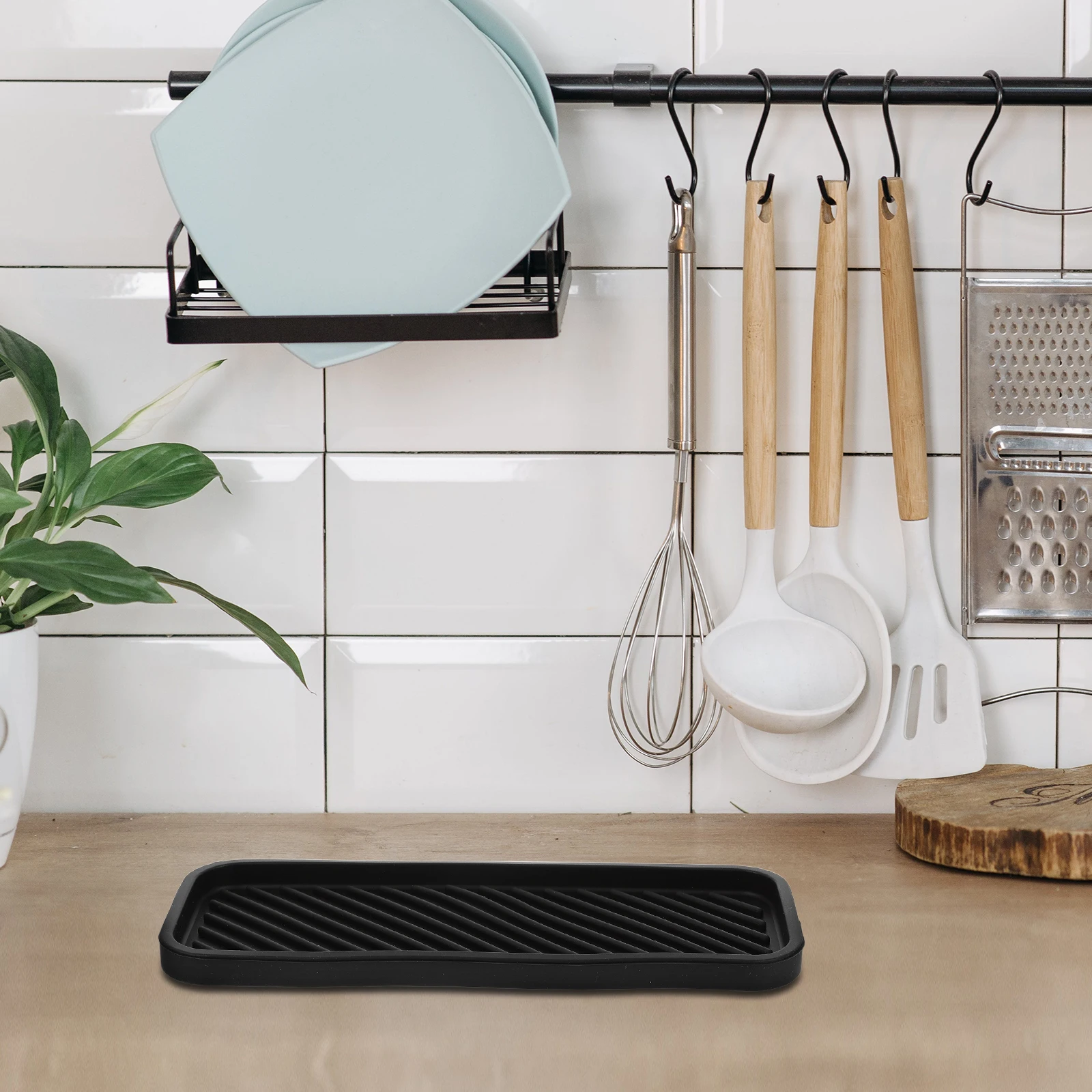 

Drain Tray Bottle Dry Rack Silicone Bathroom Accessories Table Trays for Counter Soap Holder