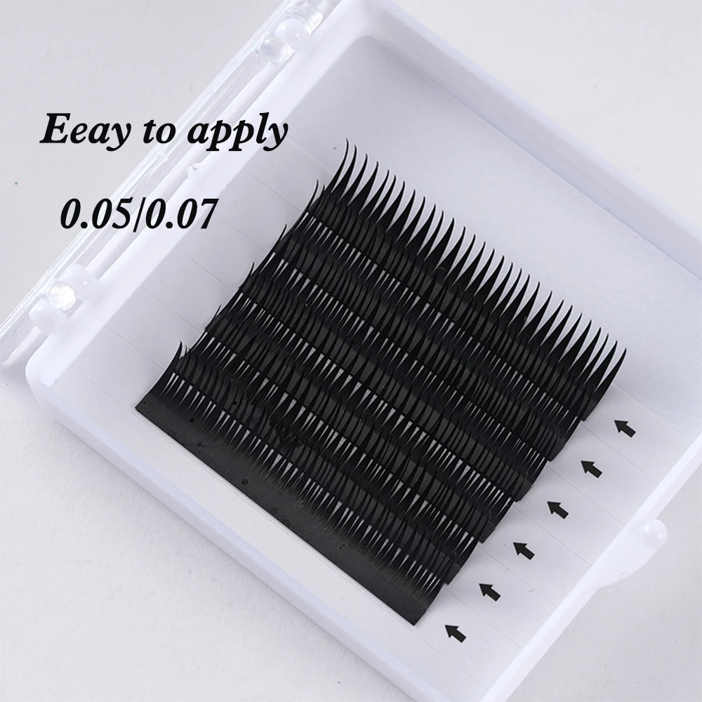 RUTHKEY Matt Black Eyelash Extension Faux Mink Individual Russia Silk Lashes 0.05 0.07 Cilia and Pre Made Volume Spike Lashes