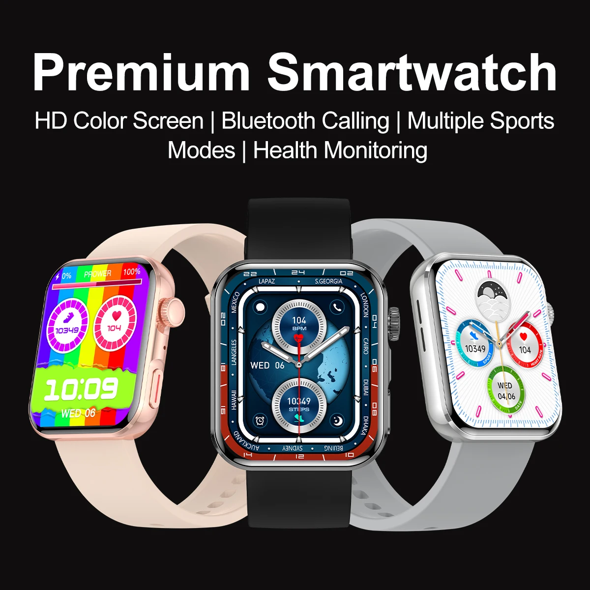 

Sports Smartwatch Waterproof Wireless Bluetooth Call Blood Oxygen/Pressure Health Monitor For iPhone Xiaomi Samsung Smartphone