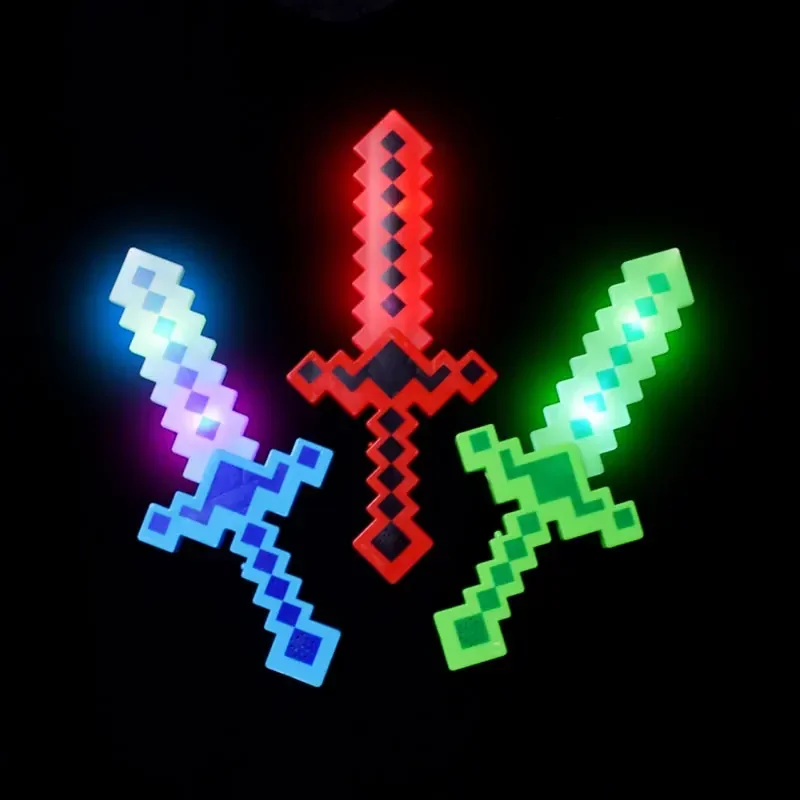 Xmas LED Flashing Kids Toy With Sound 15'' Saber Light Up Pixel Swords For Christmas Holiday Toys