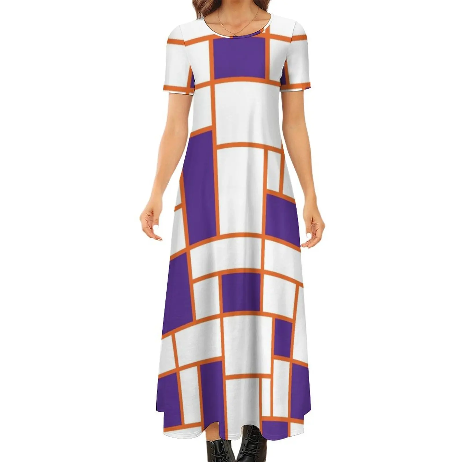 

South Carolina - RetroRectangle Round Neck Short Sleeve Dress prom dresses birthday dresses for women fairy dress