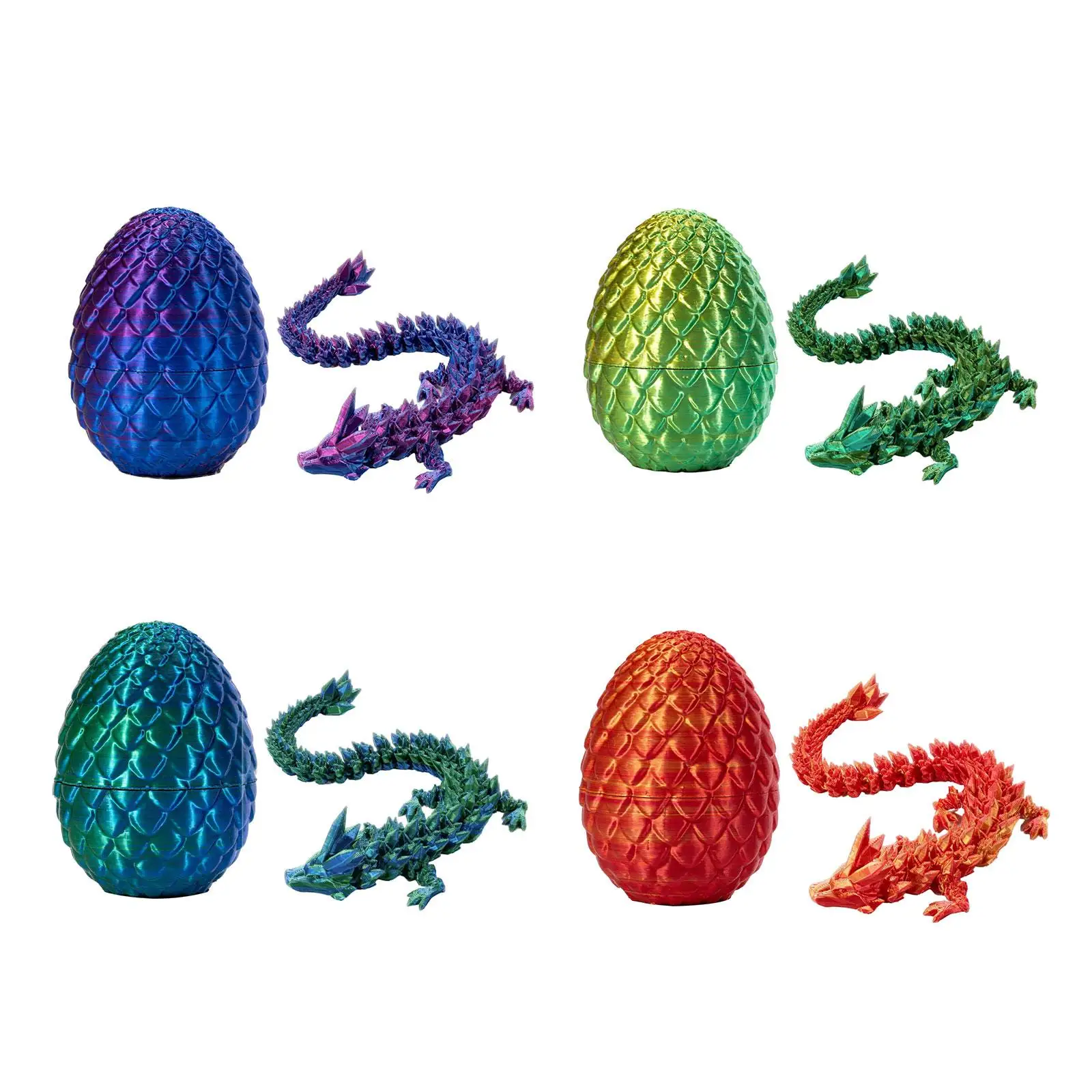 3D Printed Dragon Beautiful Toy Flexible Dragon Egg Set Collectible Dragon Figurine for Cabinet Home Bookshelf Desktop Decor