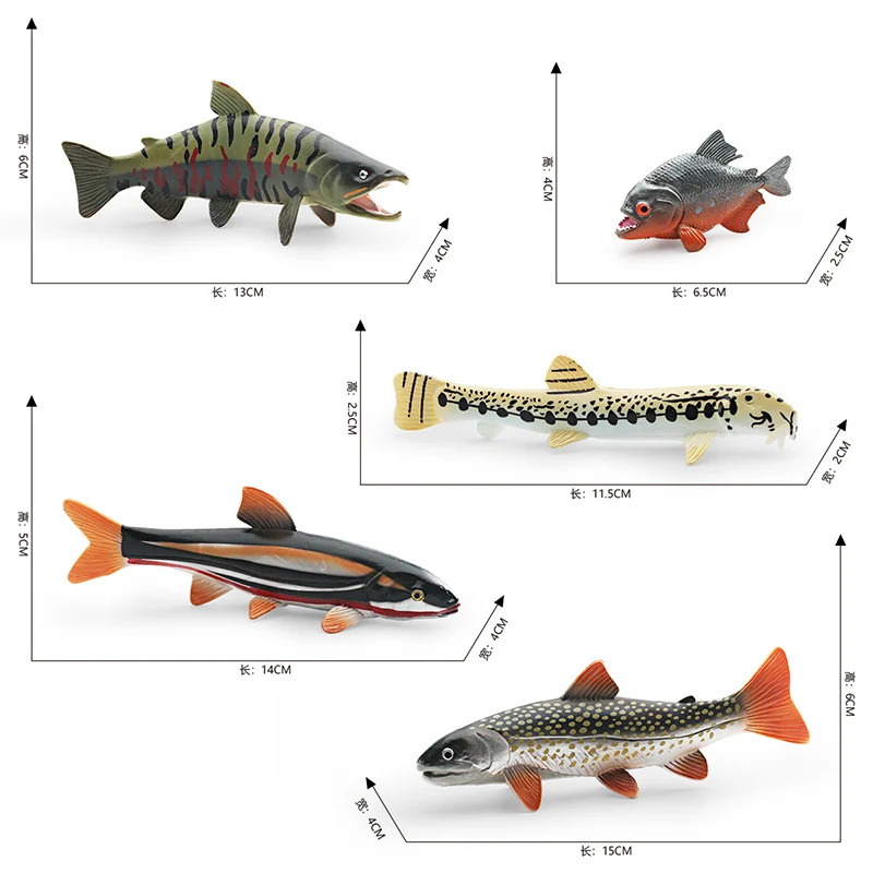 Simulation Marine Animal Cobitis Sinensis Dace Salvelinus Leucomaenis Action Figures Salmon Piranha Miniacture Educational Toys