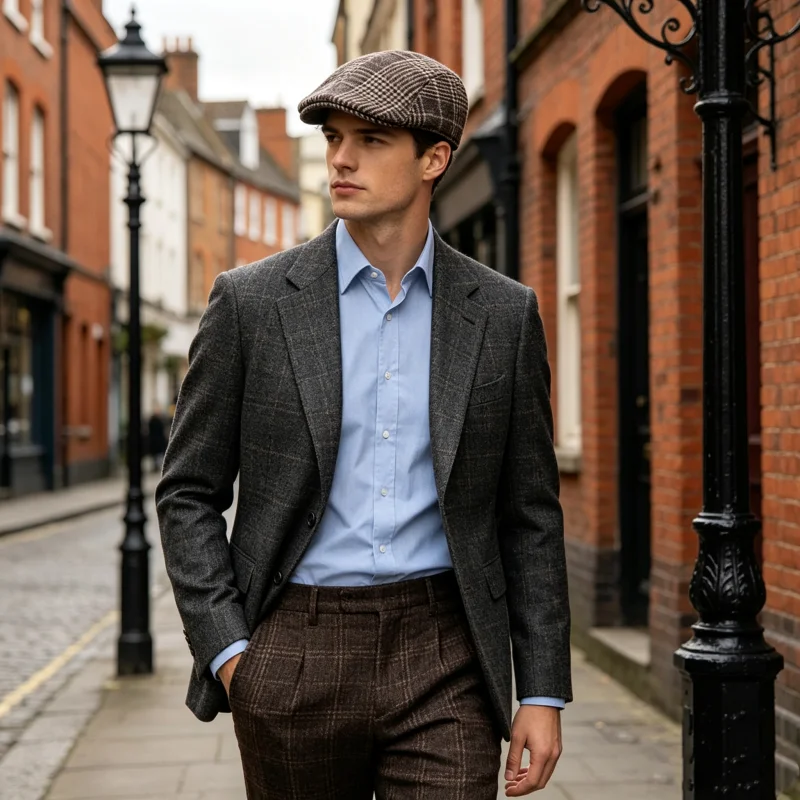 Britischer Stil Herbst Winter Warm Gentleman Baseballmütze Baskenmütze Newsboy Malerhut Karierte Wollmütze Unisex Cabbie Visor Flat Cap – Detail 7