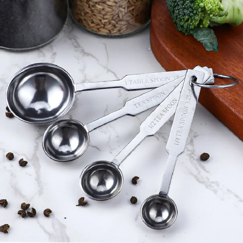 Kitchen Measuring Tool with Stainless Steel Handle and Scale, Powder and Liquid Measuring Tool, Stainless Steel Measuring Spoon