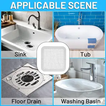 100 ks jednorázových lapačů vlasů do sprchového odtoku, čtvercových samolepek na lapač vlasů do koupelny a kuchyně - Bast Hair Catcher 8 nejlepší prodej čtvercový sprchový odtok lapač vlasů - №5