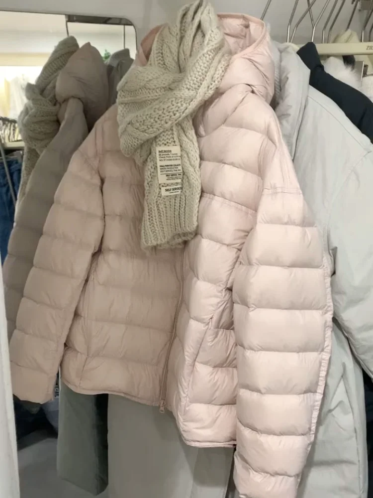 

Pink Cloudlike Puff Sensation Stand Collar Slimming Women's Cotton Jaet Korean Sle Commute Polyester Fiber ort Length Z...