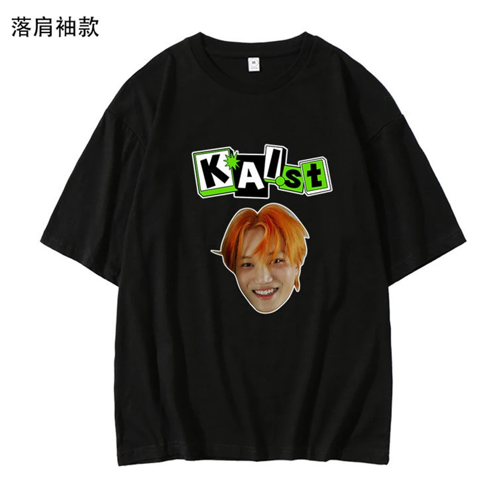 KPOP Y2K EXO KAIst Head BACK SHORT T-shirt Summer Women Bat Sleeve Cotton Y2k T-shirt Harajuku 90S Oversize Streetwear