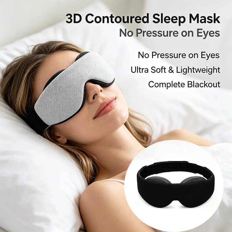 Image of 3D Schlafmaske für Frauen und Männer Augenmaske zum Schlafen Augenabdeckung Verdunkelungsmasken Gewichtete Schlafunterlage Schwarze Augenbinde für Reisen