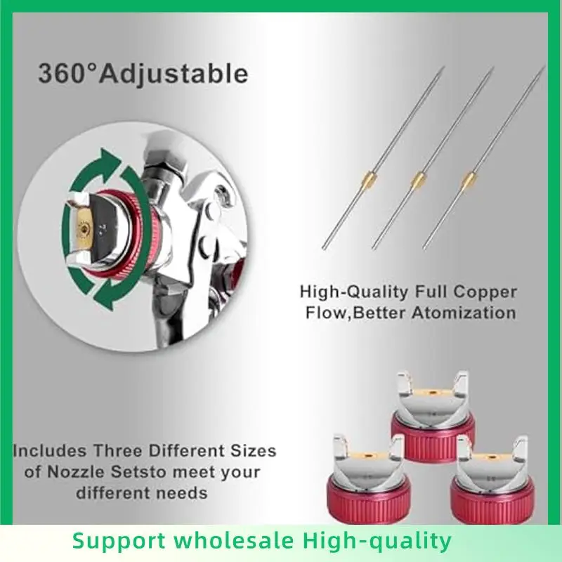 

ABSF Air Spray Paint Kit With 1.4/1.7/2.0Mm Nozzles & Water Oil Separator,Paint Sprayer For House Painting,Furniture Spraying