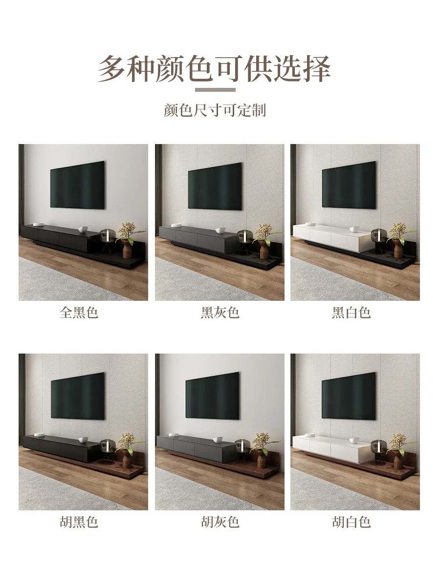 Nordic TV cabinet coffee table retractable living room modern simple small apartment low floor cabinet creative background wall