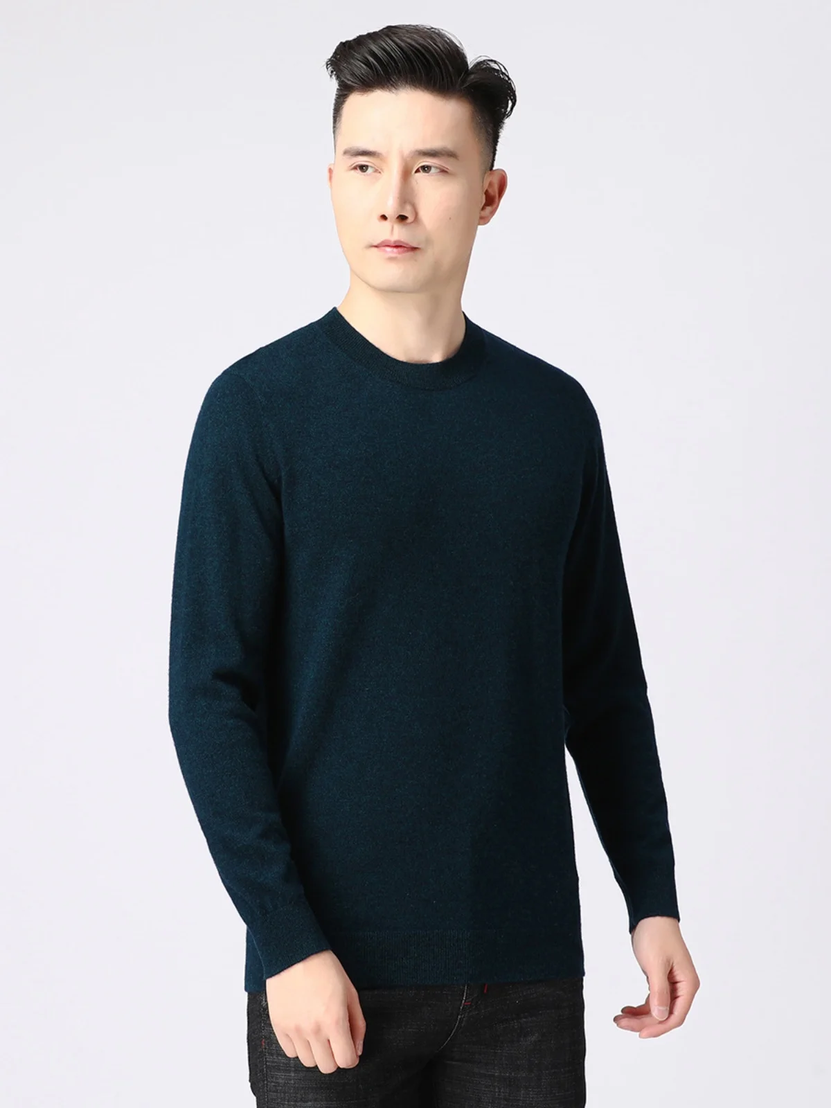 

Faionable round Ne Men's Woolen Sweater Warm Casual All-Match Basic Design Label Removed Knitted Top for Youth