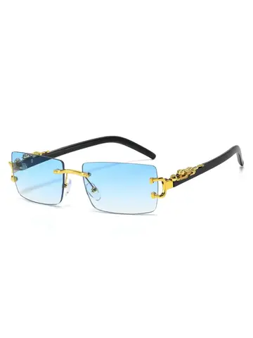 Fashion Rimless Sunglasses Women Men Cheetah Decoration Rectangular Brand Designer Sun Glasses