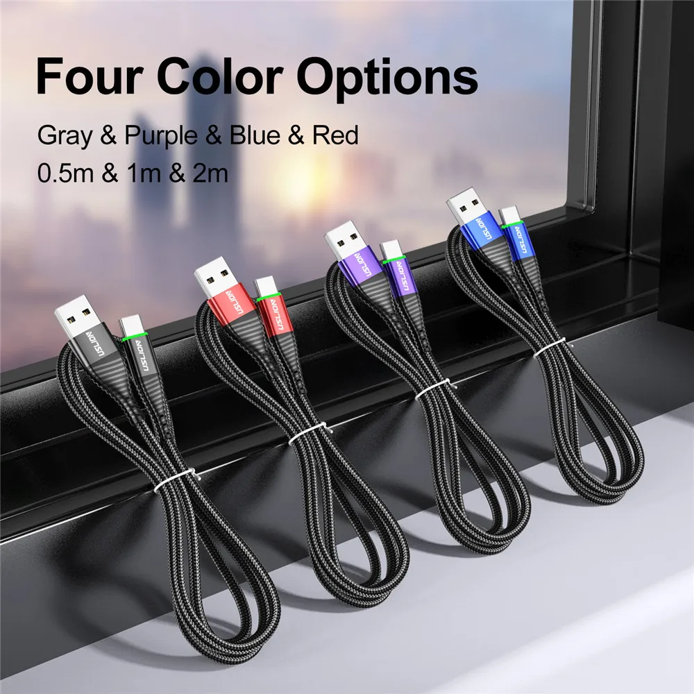 USLION LED 3A Typ C Kabel Micro USB Schnelle Ladekabel Draht Für Samsung S23 Xiaomi Handy Ladung USB typ C Ladung Kabel