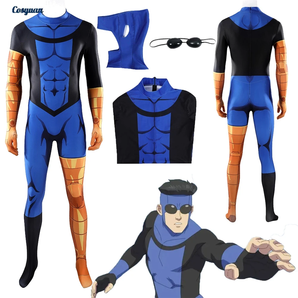 

Cartoon Invincible Cosplay Mark Grayson Jumpsuit Clothes Men Party Disguise Roleplay Halloween Costume Carnival Outfits Suits