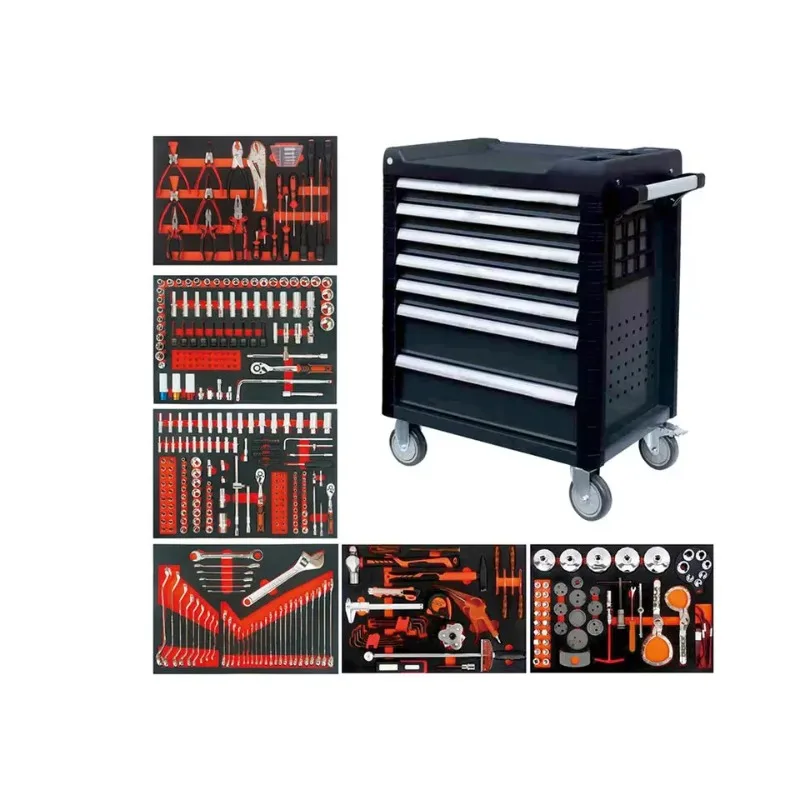 

Steel 7 Drawers Tool Cabinet Workshop Tool Trolley and Box With Hand Tools Sets