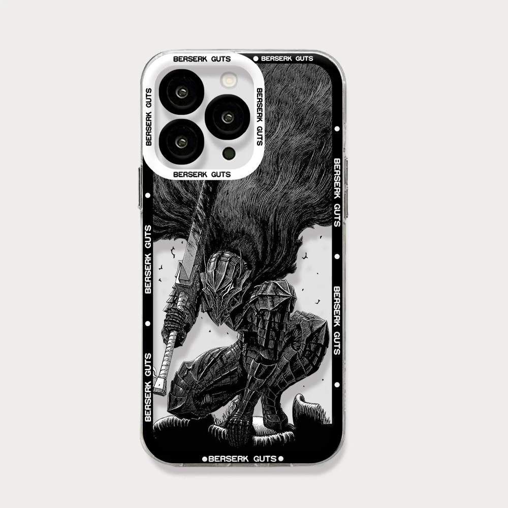 Berserk Guts Anime Phone Case For iPhone 15 14 13 12 Mini 11 Pro Max X XR XS 6 7 8 SE 2020 Plus Soft Silicone Transparent Cover