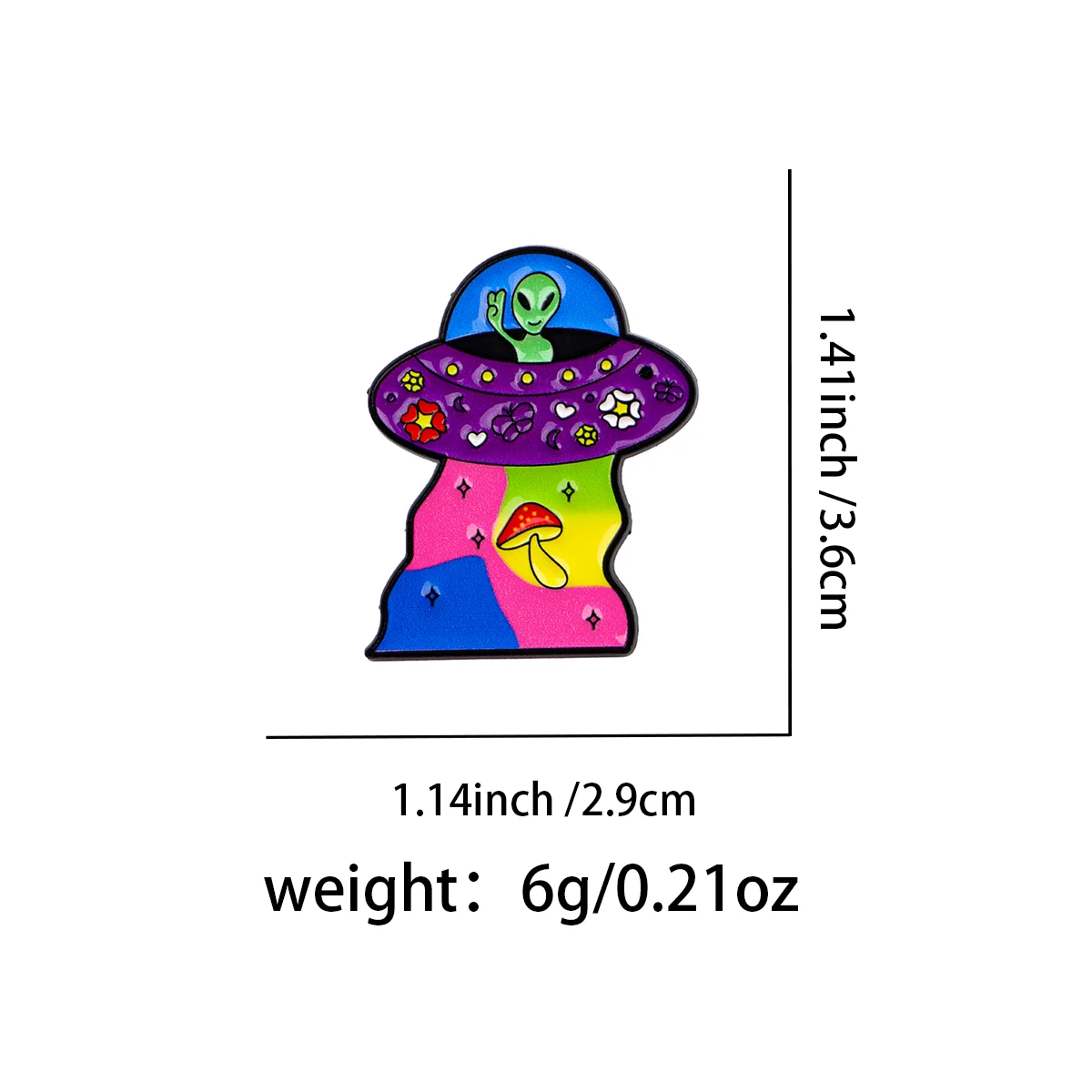 UFO Alien Enamel Pin Rainbow Brooch Pines Lapel Pins Badge on Backpack Clothing Accessories Funny Jewelry Friends Gifts