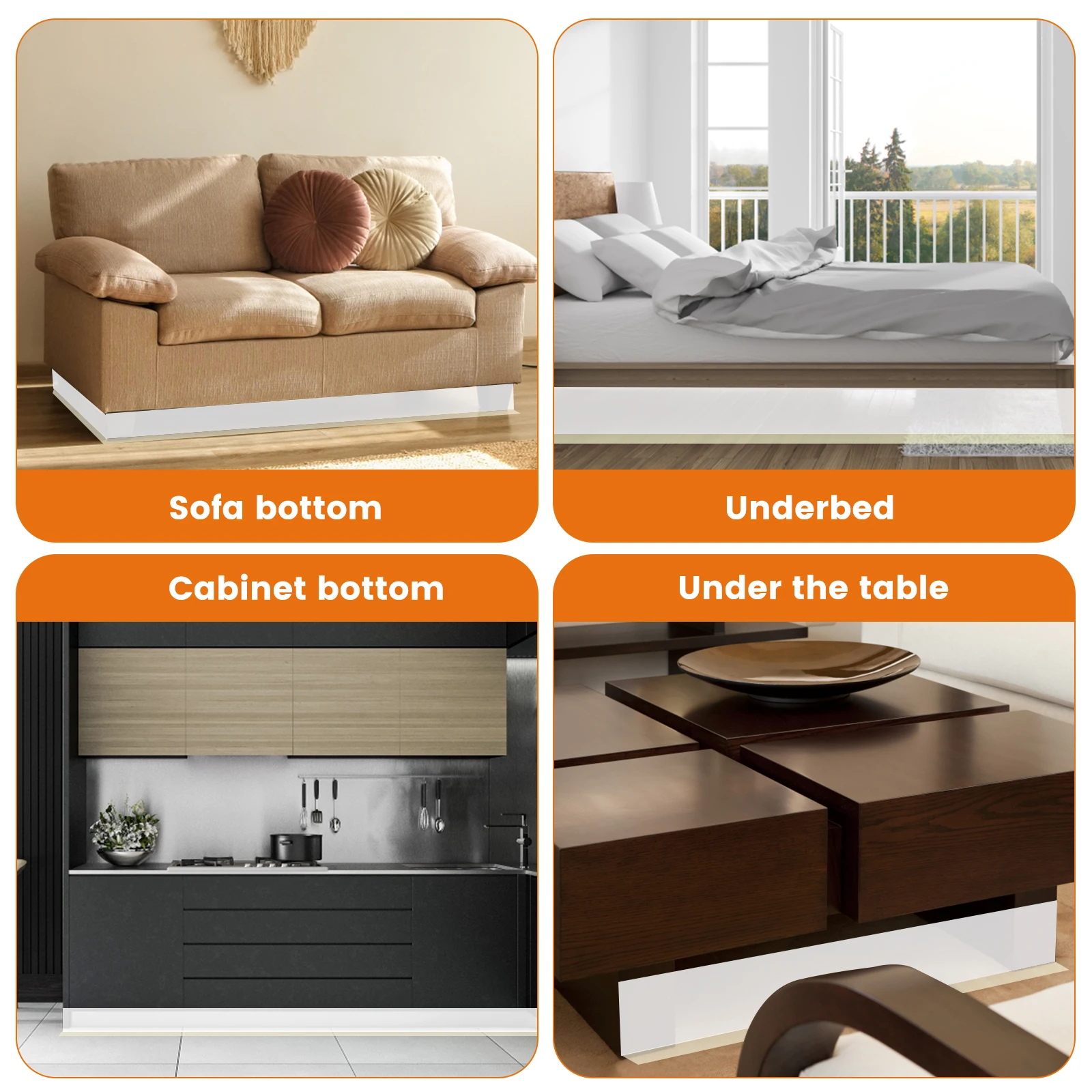 مانع تحت الأريكة من كلوريد البولي فينيل لتحت الأريكة ، أسود ، شفاف ، متعدد الأغراض ، مقطوع ، فجوة أريكة ، مصد ، سدادات ، 300x11cm