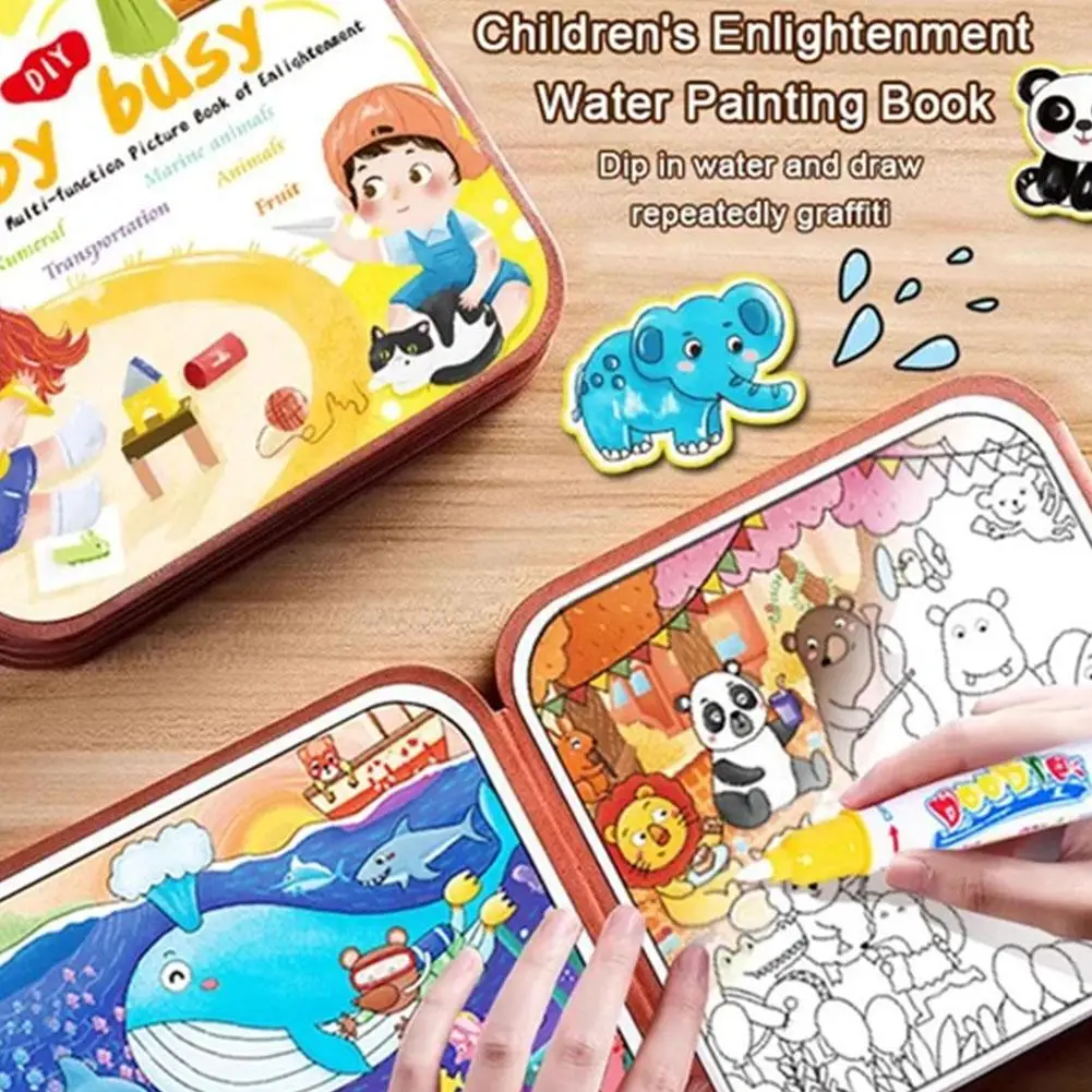 Baby Busy Magic Book Drawing Toys Water Painting Quiet Book Doodle Mess-free Early Cognition Learning Education Toy