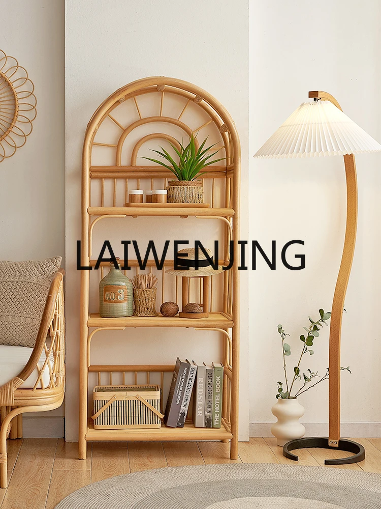 Bohemian Rattan Bed & Breakfast Bookshelf Southeast Asia Rattan Floor-Standing Rack Storage Rack