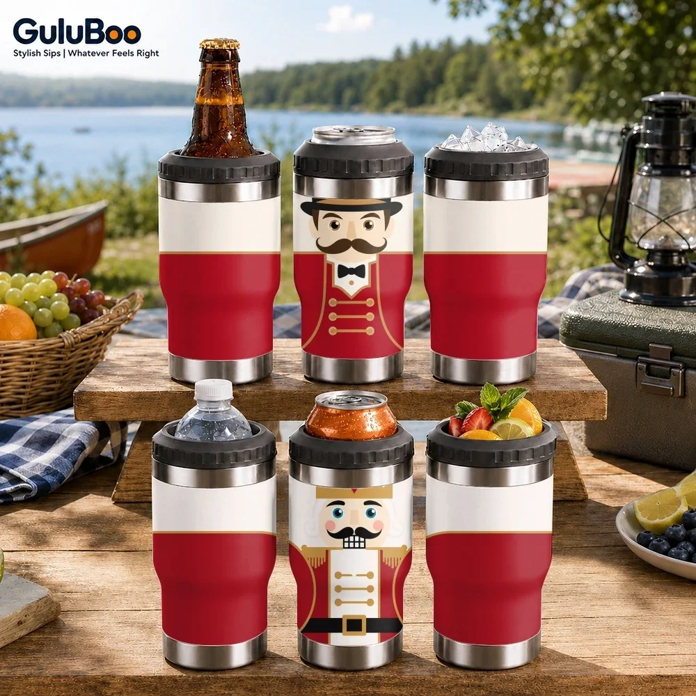 Termos Royal Toy Soldier 4 en 1, Enfriador de Latas de Cerveza Aislado, Taza de Café de Acero Inoxidable de Doble Pared, Vaso de Viaje