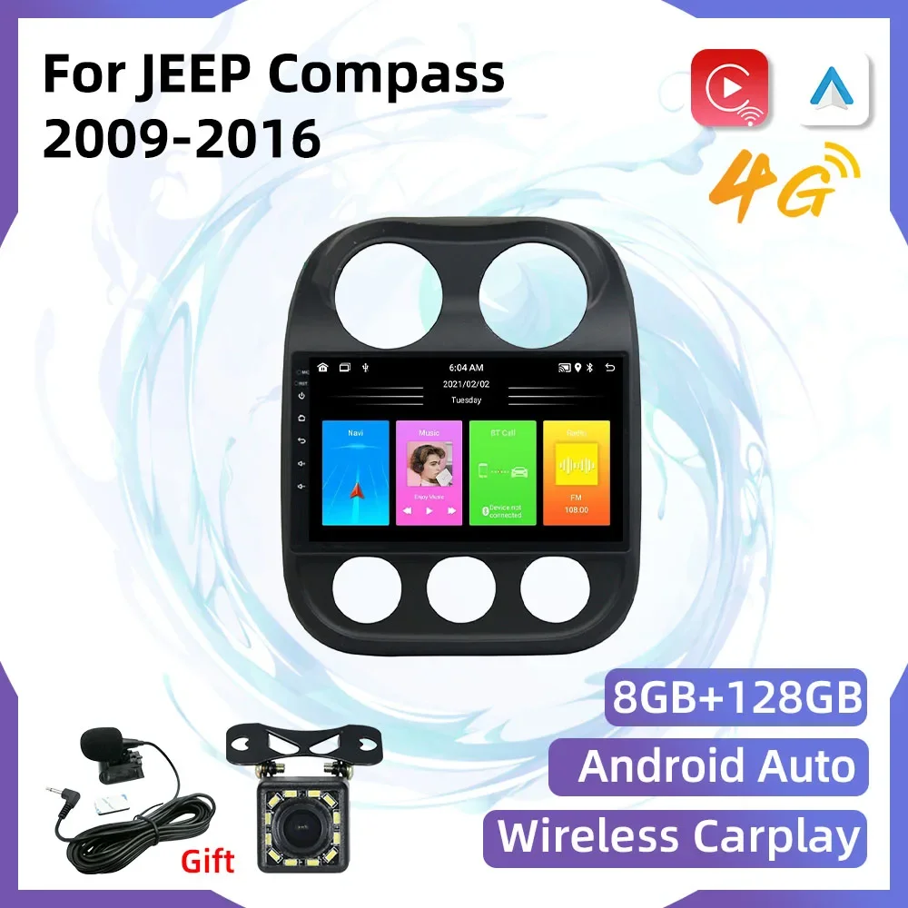 2 din android rádio do carro para jeep compass 2009-2016 tela de navegação gps multimídia player unidade principal de áudio automático autoradio estéreo