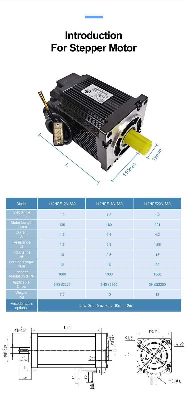 Nema 42 Three Phase 20N.m 220VAC Servo Motor Stepper Motor With Encoder