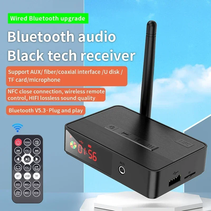 

NFC Bluetooth 5.3 Transmitter Receiver 3.5mm AUX Optical Coaxial 6.5mm Mic/U Disk/TF Card HIFI Stereo Wireless Audio Adapter New